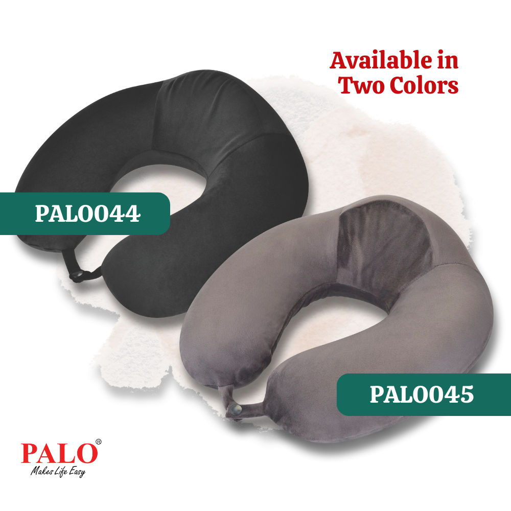 PALO045 PALO Raised Memory Foam Travel Neck Pillow, Grey