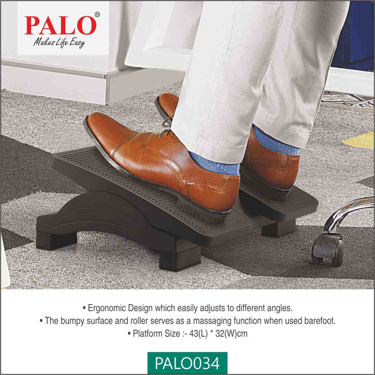 PALO034 Ergonomic Two Heights & Angle Adjustable Split Type Pedal Footrest with Roller