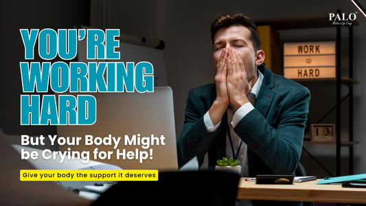 A person working hard but stressed with body ache
