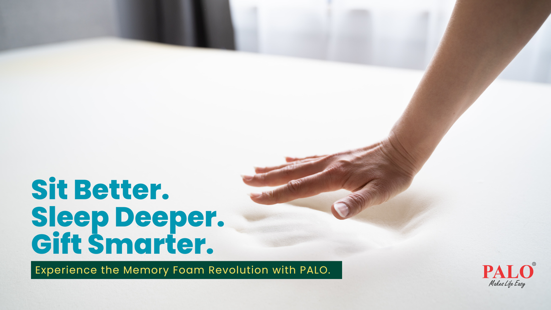 PALO memory foam backrest and pillow set designed for ergonomic comfort in office and travel