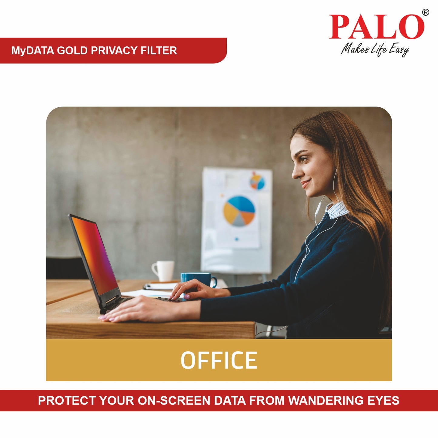 PALO MyDATA GPF13.3W9 Widescreen Privacy Filter for Laptop (16:9)