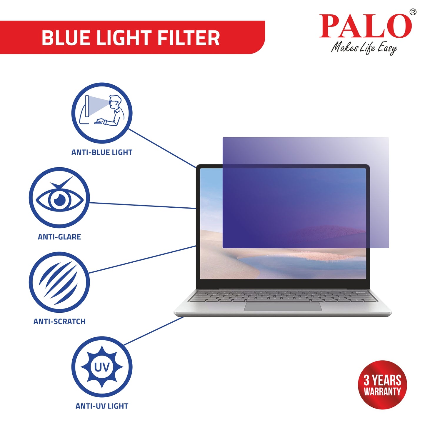 PALO BF12.5W9 Widescreen Anti-Glare Blue Light Filter for Laptop (16:9)