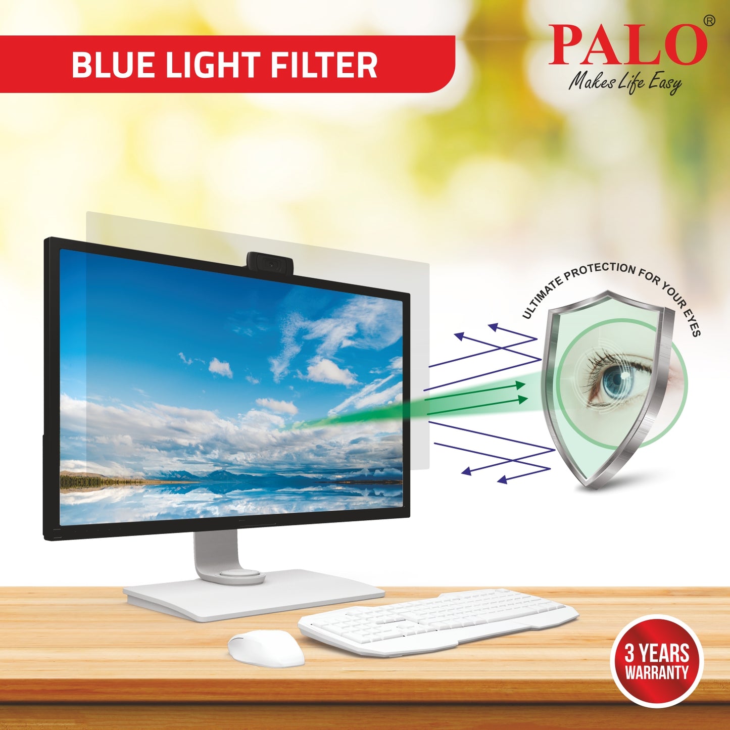 PALO BF20.7W9 Widescreen Anti-Glare Blue Light Filter for Monitor (16:9)