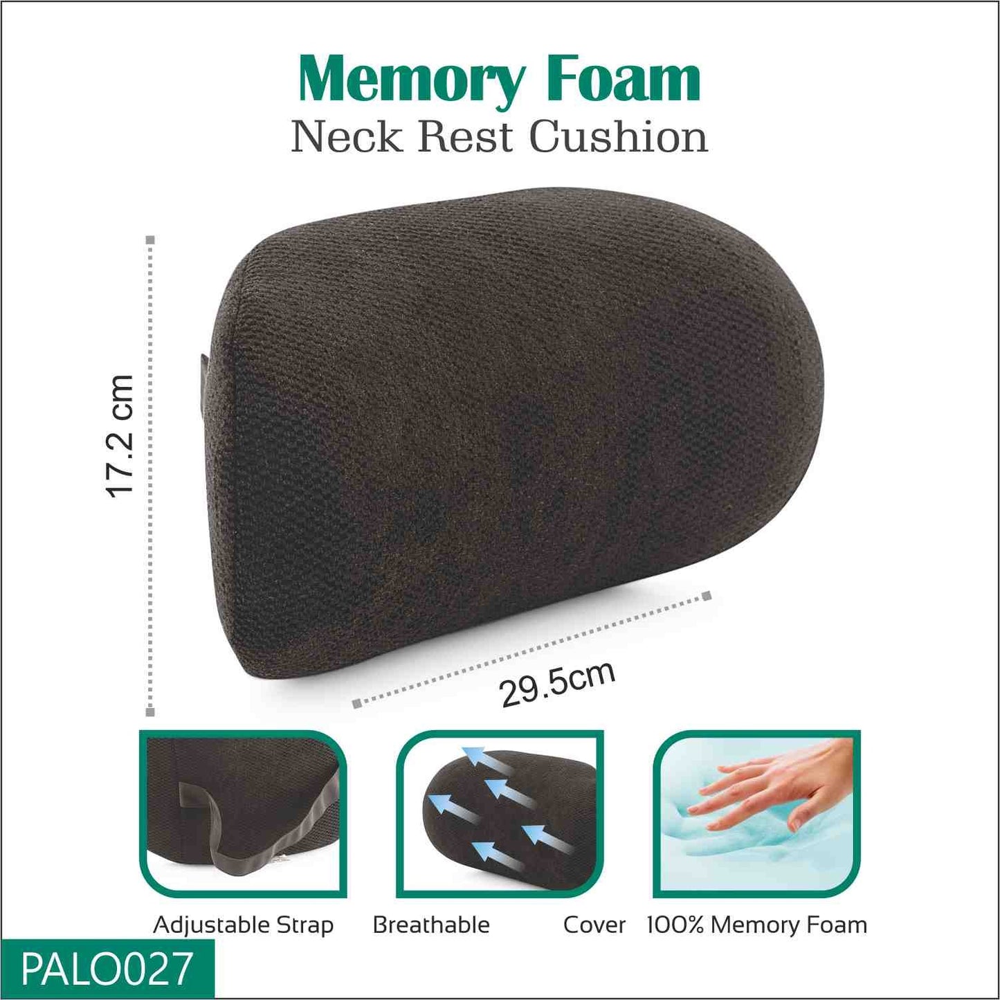 PALO027 PALO Premium Neckrest with Memory Foam, Black