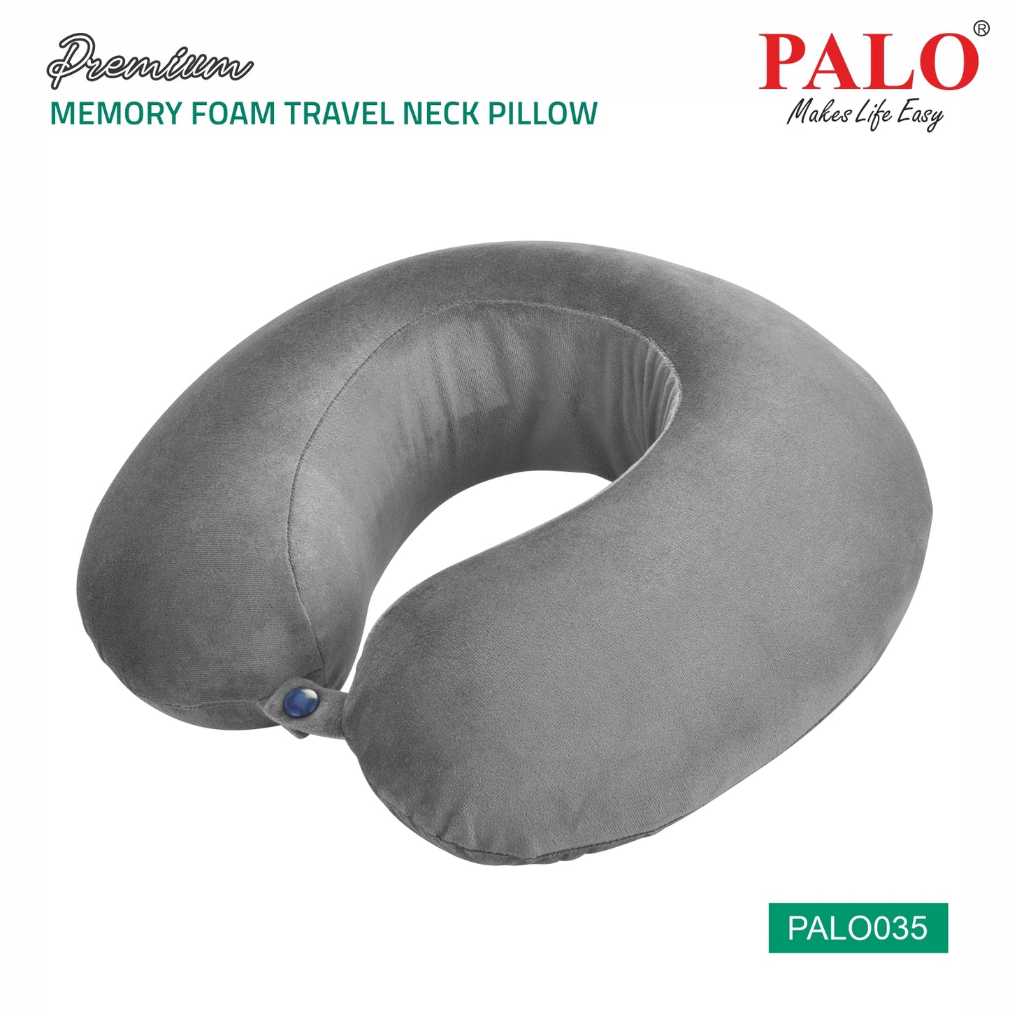 PALO035 PALO Premium Memory Foam Travel Neck Pillow, Grey