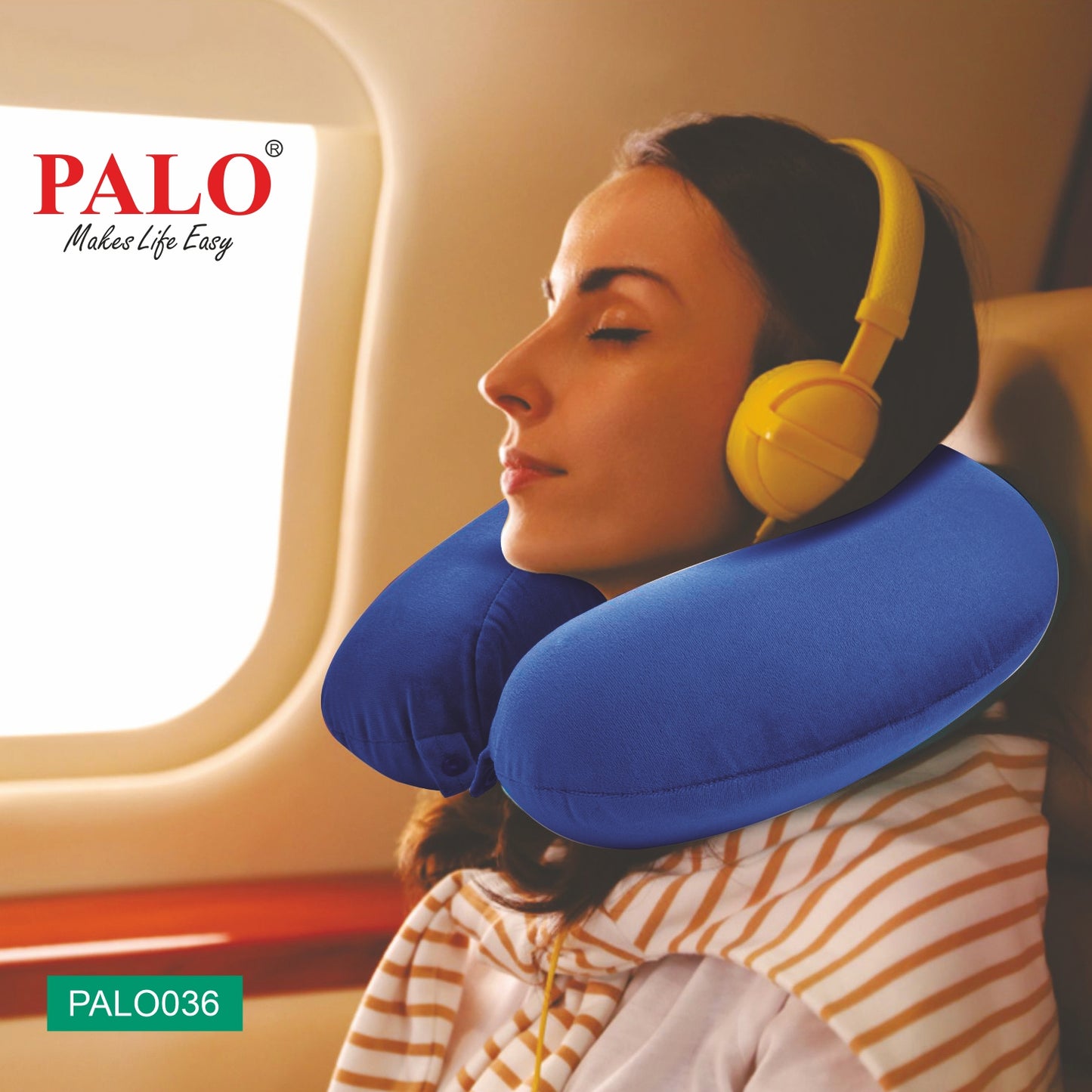 PALO036 PALO Premium Memory Foam Travel Neck Pillow, Blue