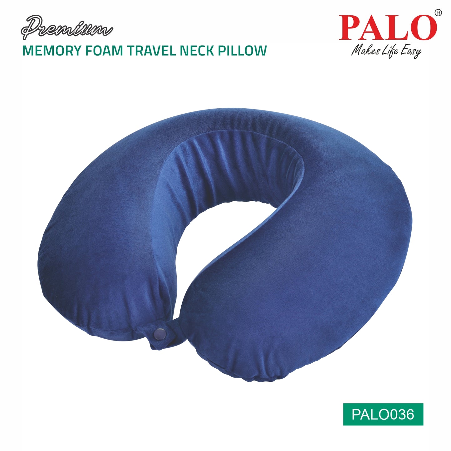 PALO036 PALO Premium Memory Foam Travel Neck Pillow, Blue