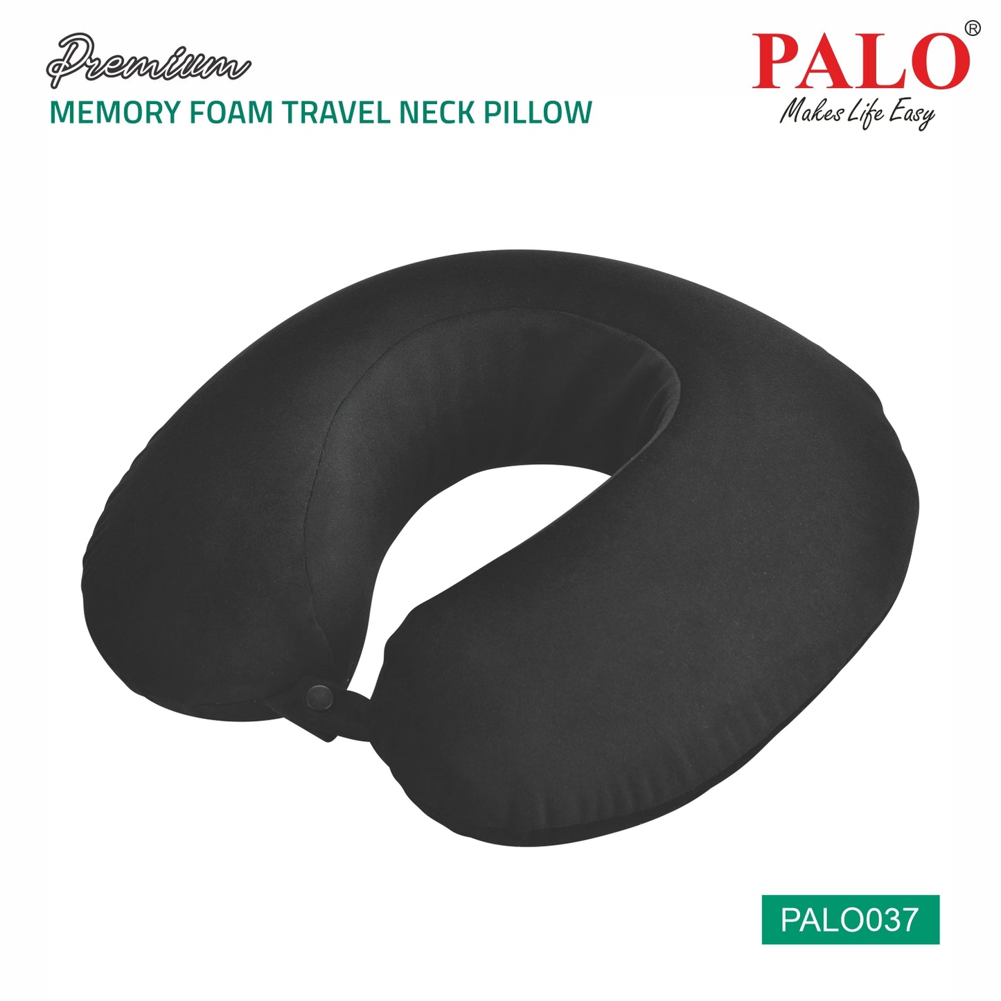 PALO037 PALO Premium Memory Foam Travel Neck Pillow, Black