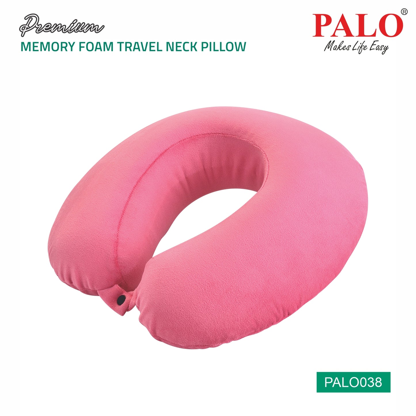 PALO038 PALO Premium Memory Foam Travel Neck Pillow, Pink