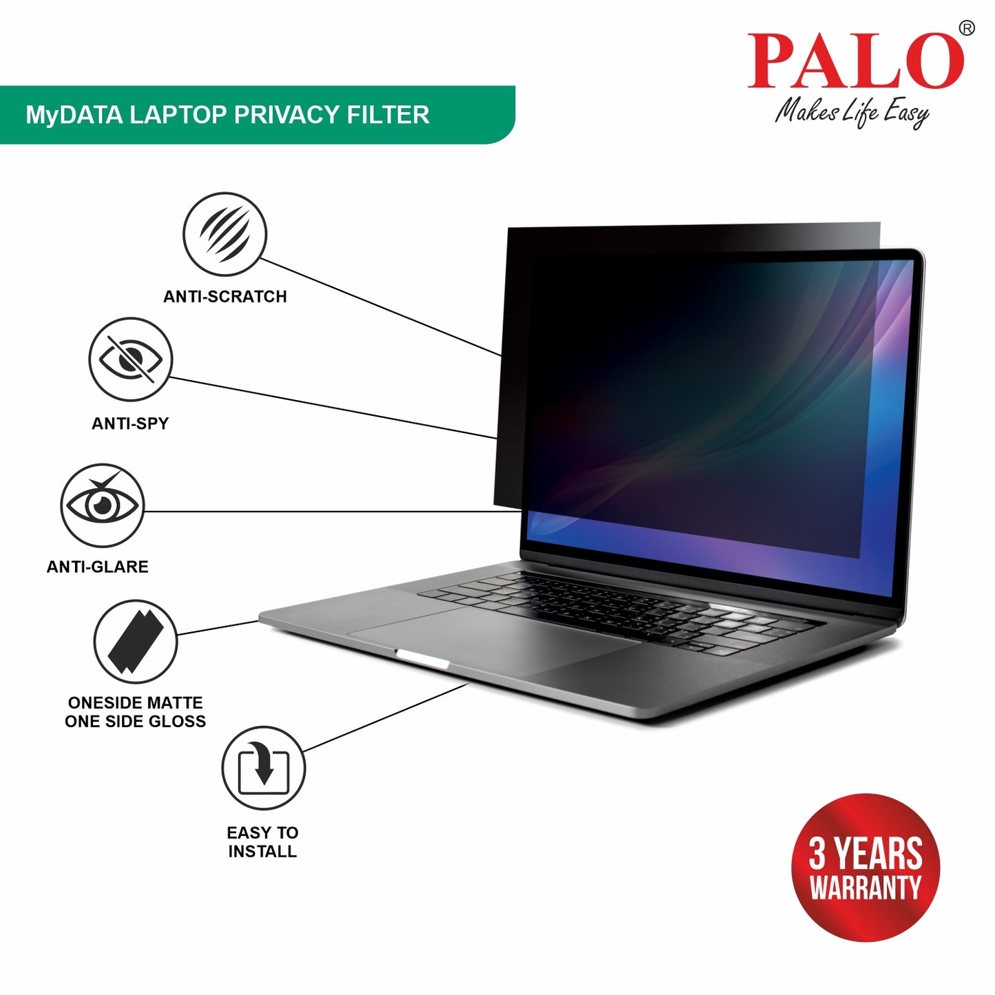 PALO MyDATA Widescreen Privacy Filter for Laptops