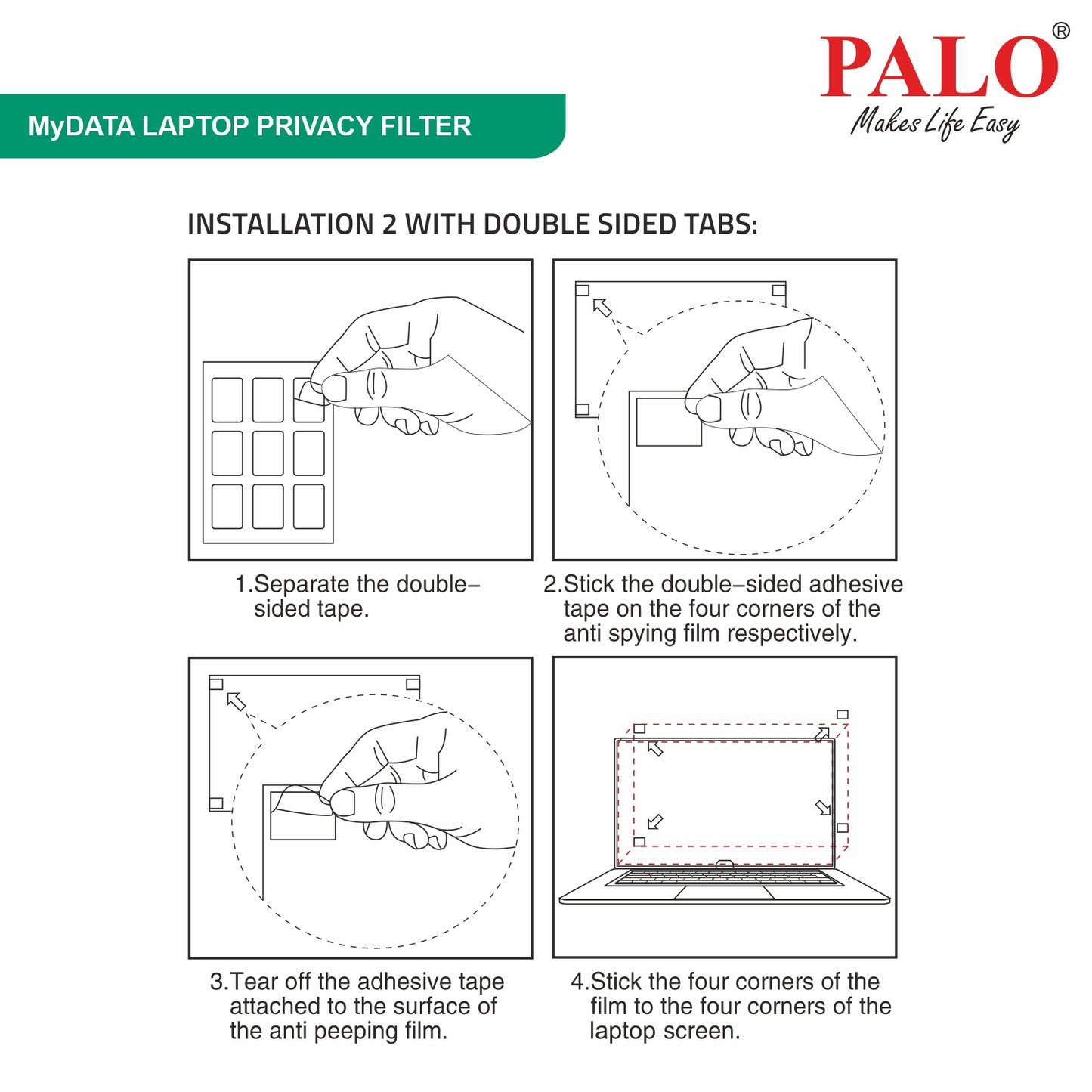 PALO MyDATA Widescreen Privacy Filter for Laptops
