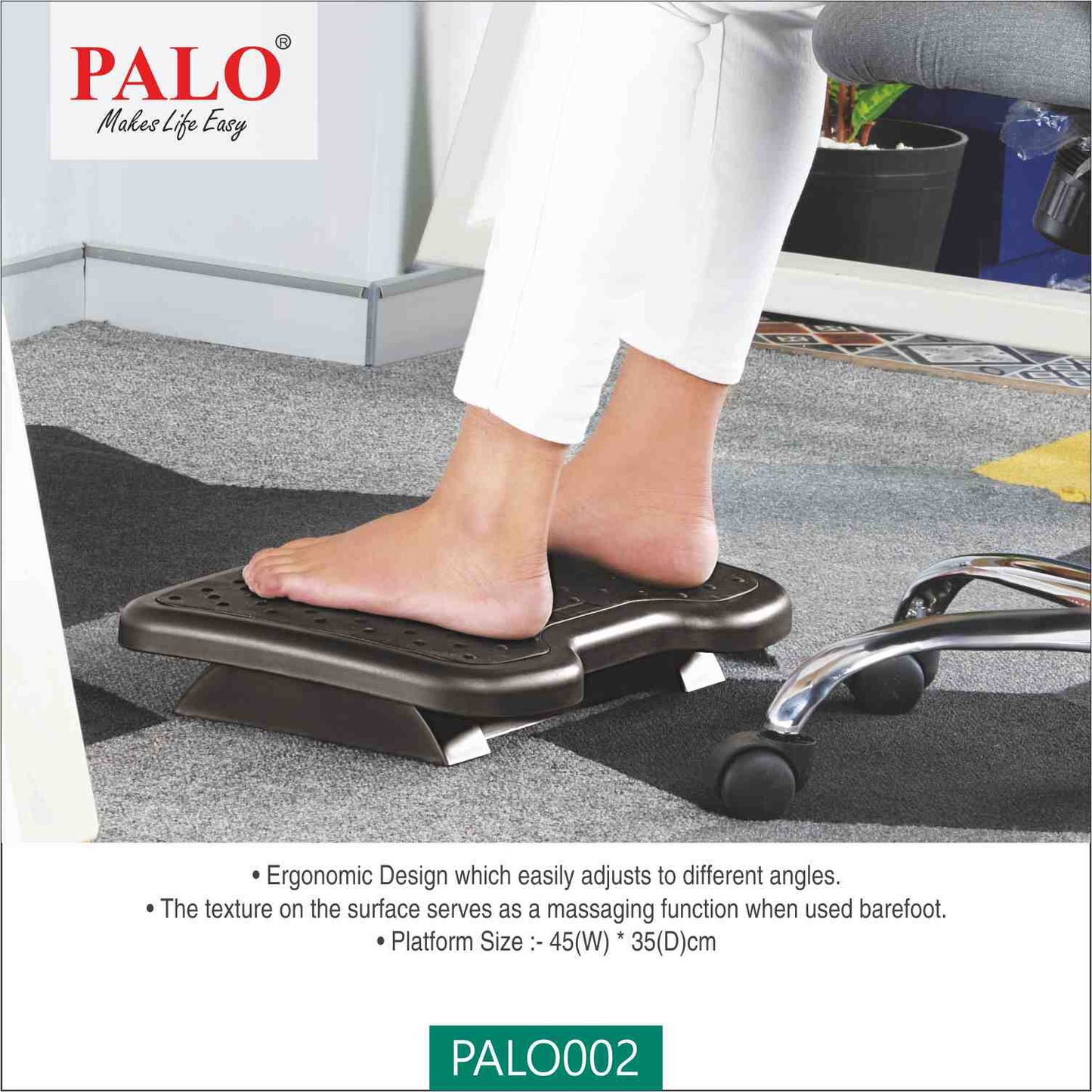 PALO002 Ergonomic Footrest - With Detachable TPR Surface