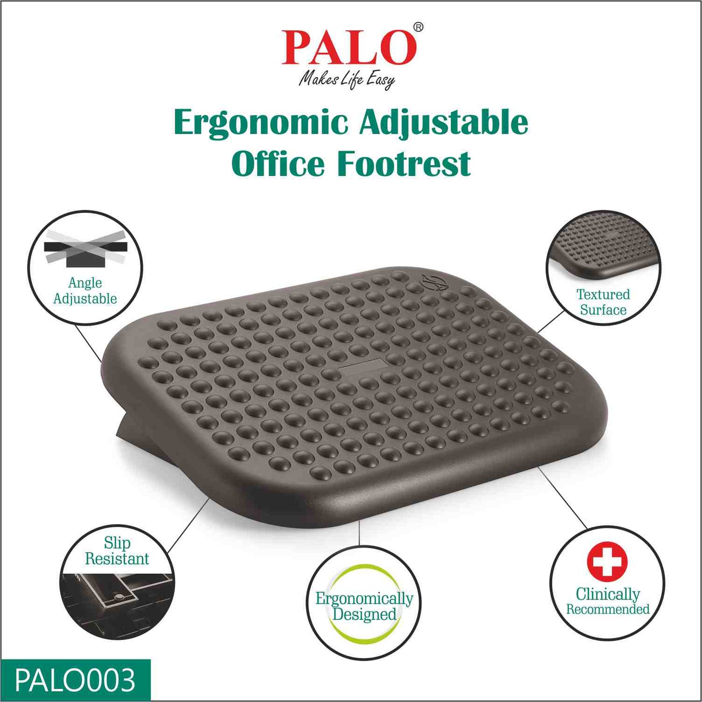 PALO003 Ergonomic Adjustable Footrest - With Bumps