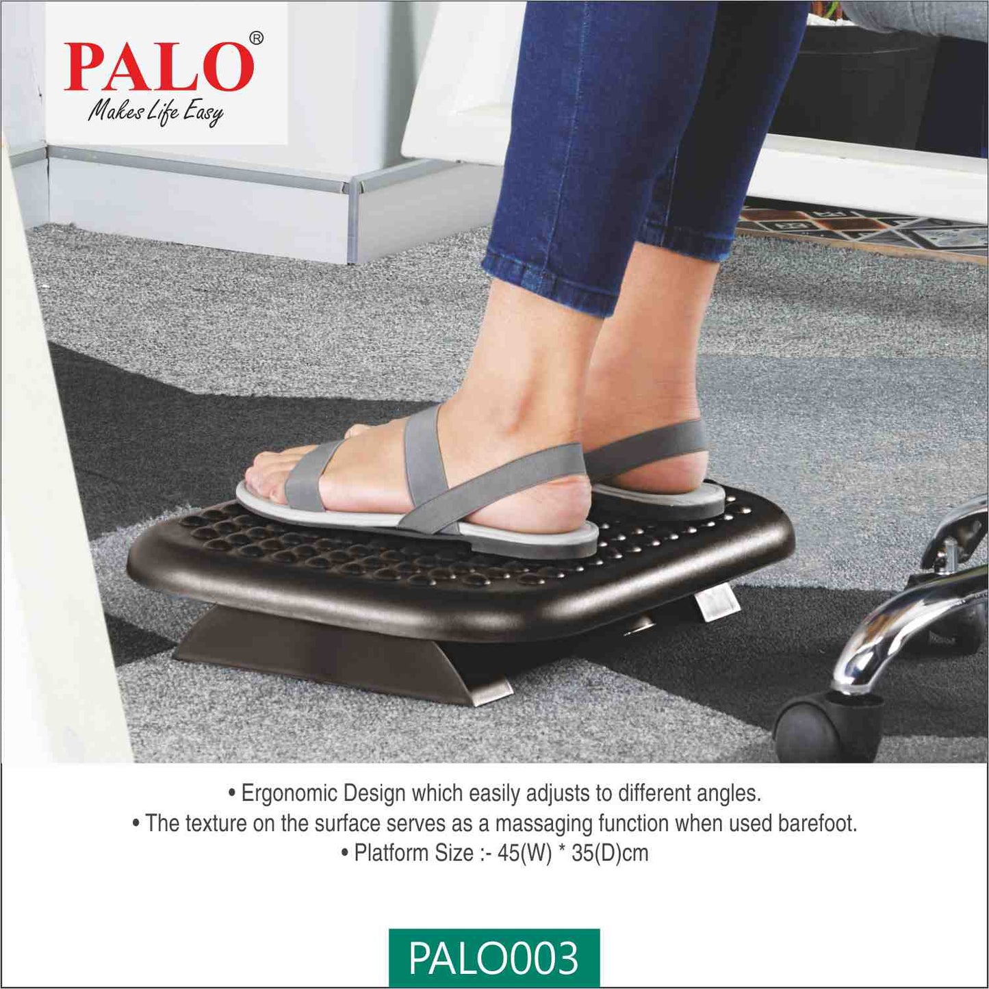 PALO003 Ergonomic Adjustable Footrest - With Bumps