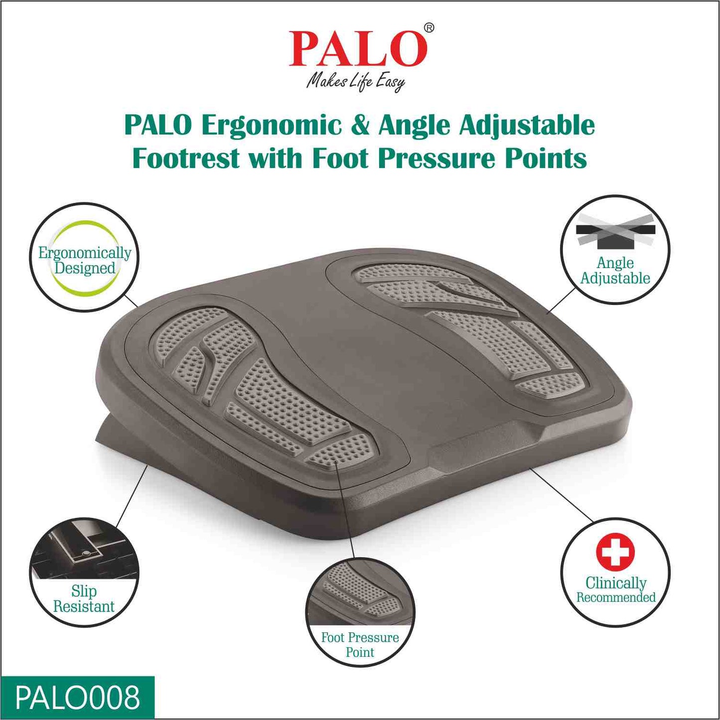 PALO008 Ergonomic Footrest - With Foot Pressure Points