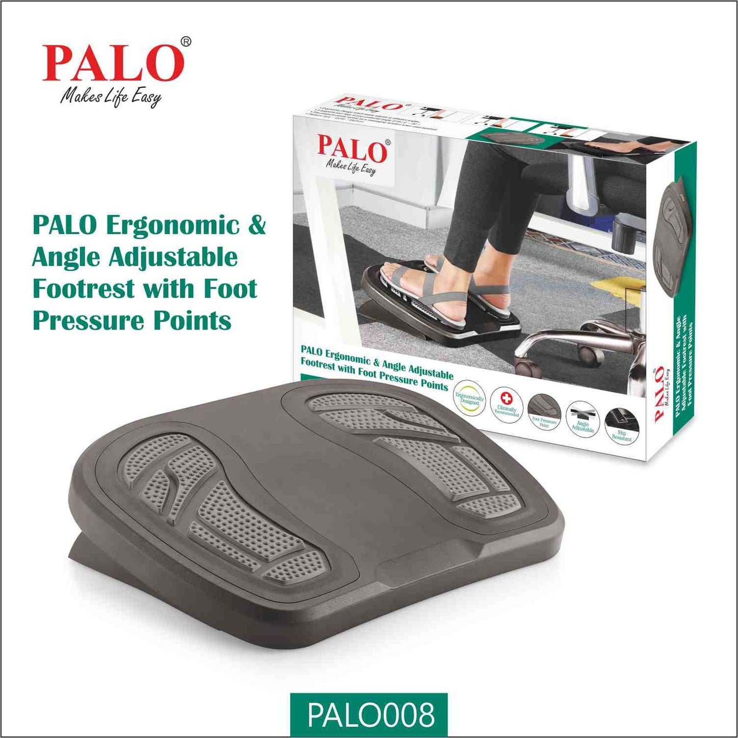 PALO008 Ergonomic Footrest - With Foot Pressure Points