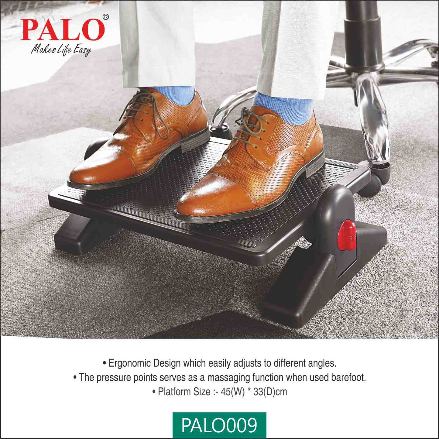 PALO009 Ergonomic Height Adjustable Footrest - With Angle Locking