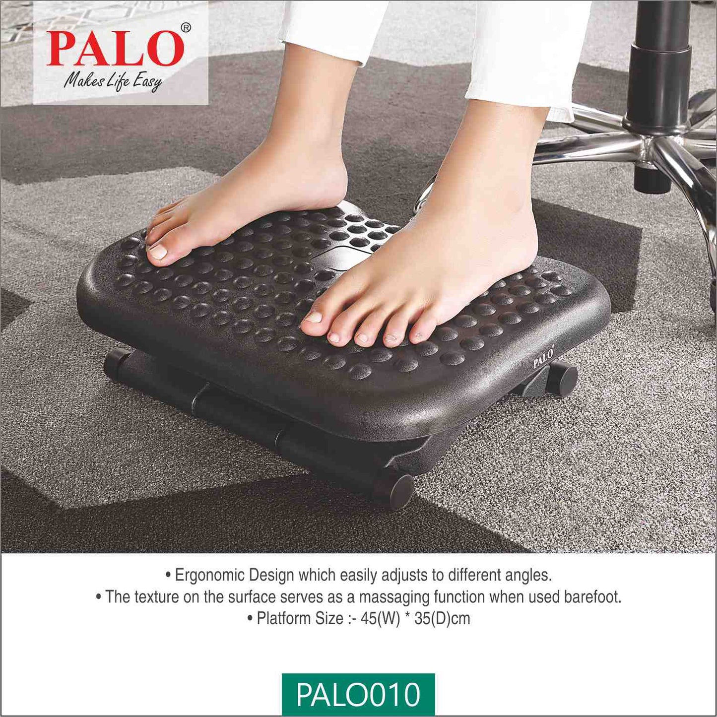 PALO010 Height Adjustable Footrest - With Bumps