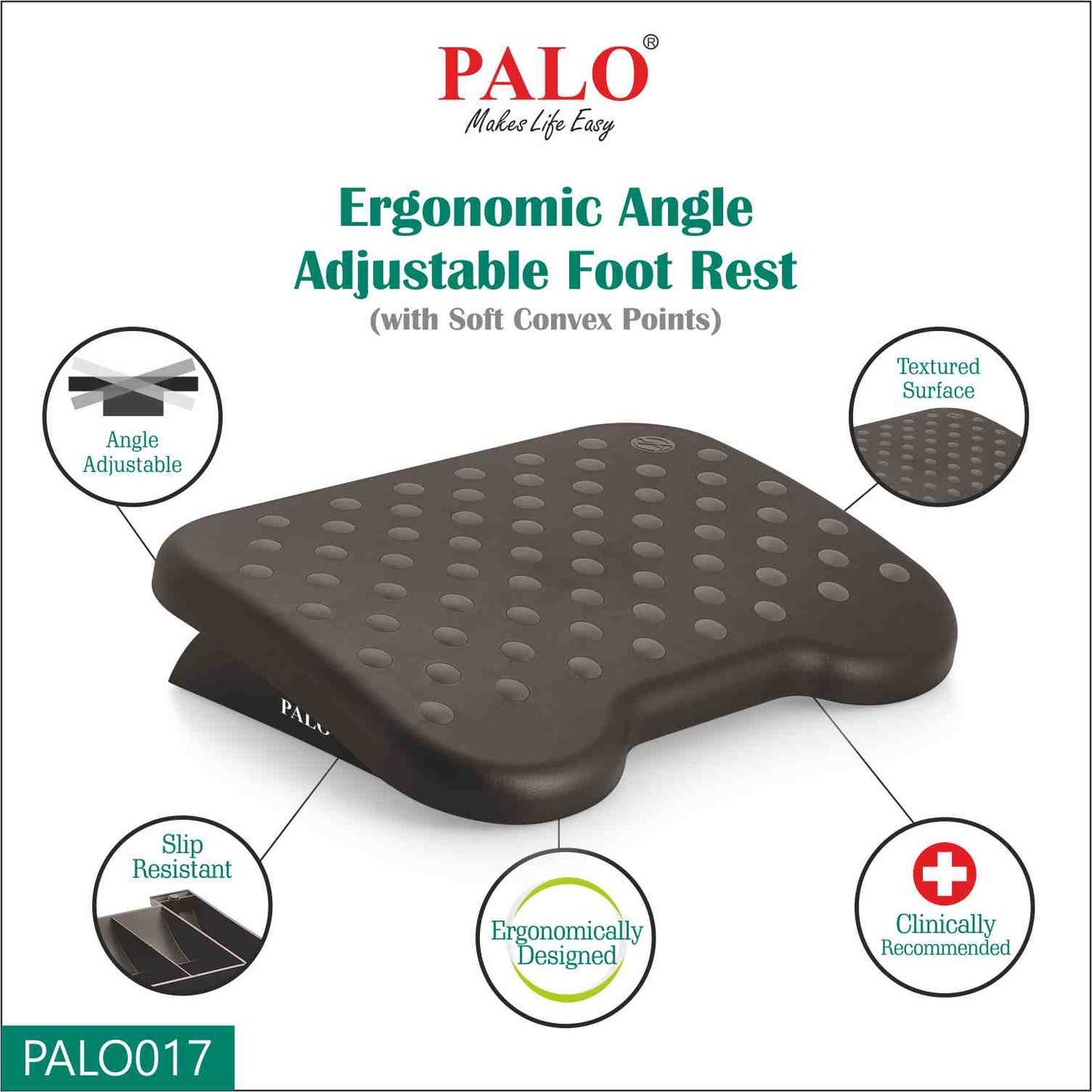 PALO017 PALO Ergonomic Angle Adjustable Foot Rest with Soft Convex Points