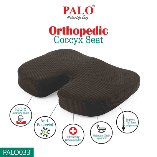 PALO033 PALO Orthopedic Memory Foam Coccyx Seat Cushion, Black